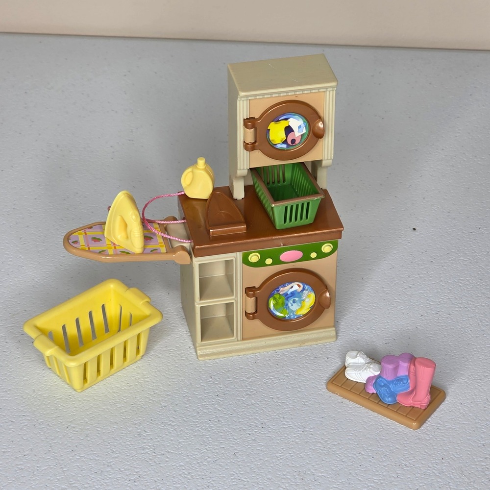 Vintage Fisher Price Loving Family Playset Laundry Washer Dryer Ironing Board